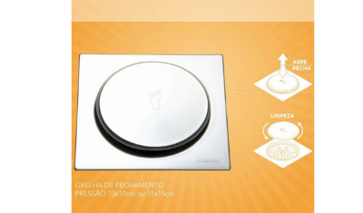 grelha ralo quadrada fecho pressao 10x10 inox meber 5