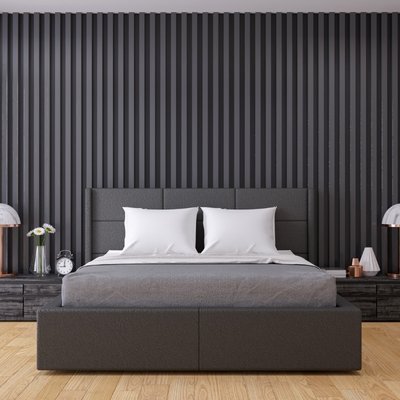 painel ripado no quarto atrás da cama
