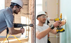 homens trabalhando com ferramentas a bateria ou a cabo