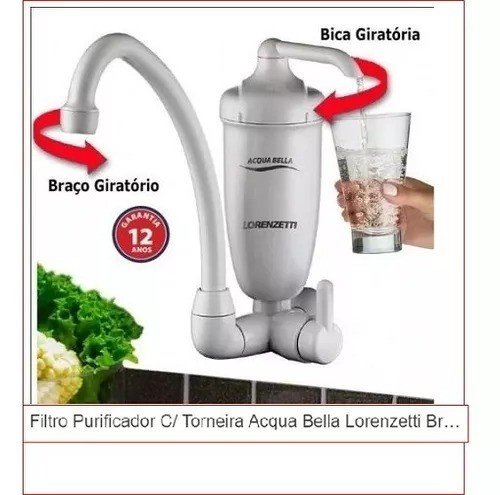 purificador agua e torneira acqua bella parede lorenzetti