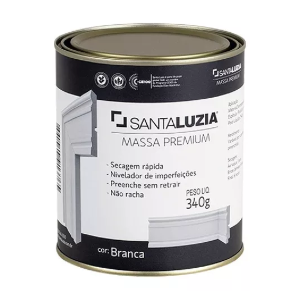 massa flex branca para acabamentos 340g santa luzia