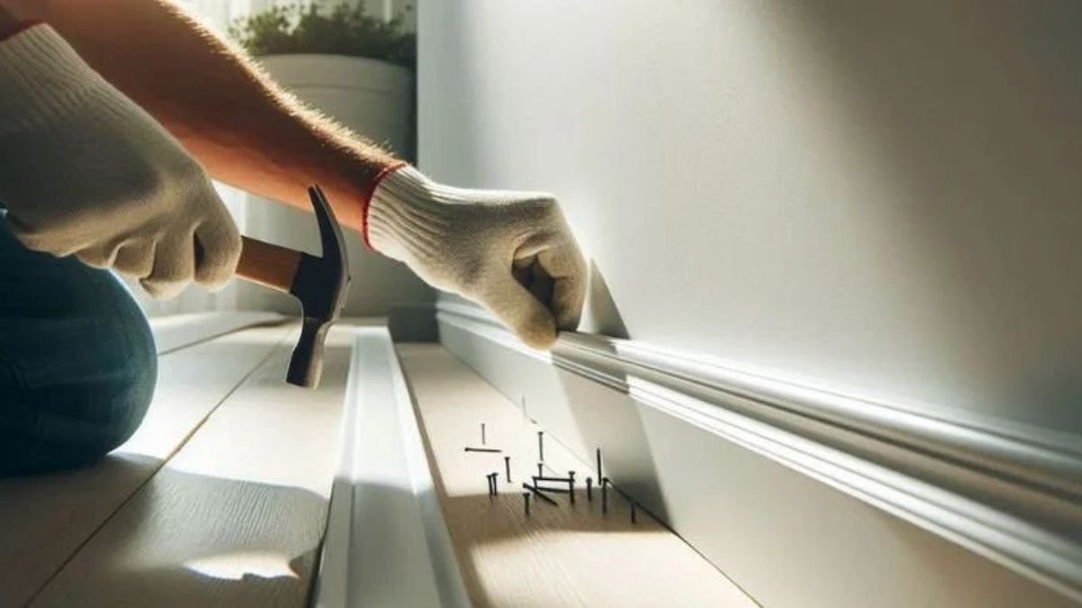 homem colocando rodape